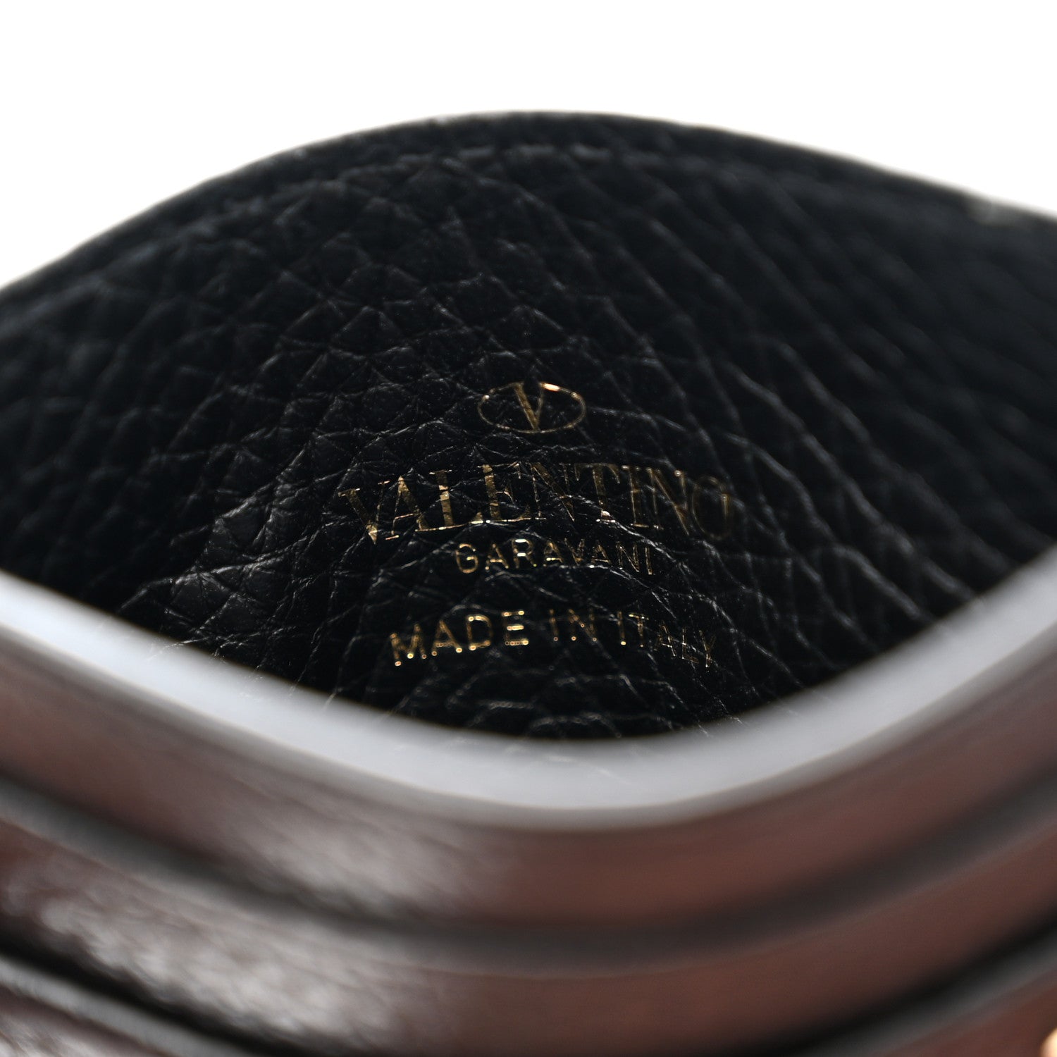 Pebbled Calfskin Rockstud  Holder Black