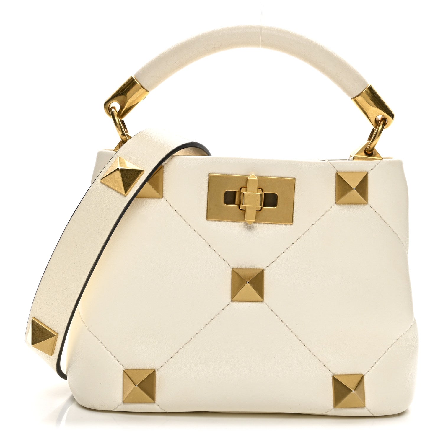 Nappa Mini Roman Stud The Handle Bag Ivory