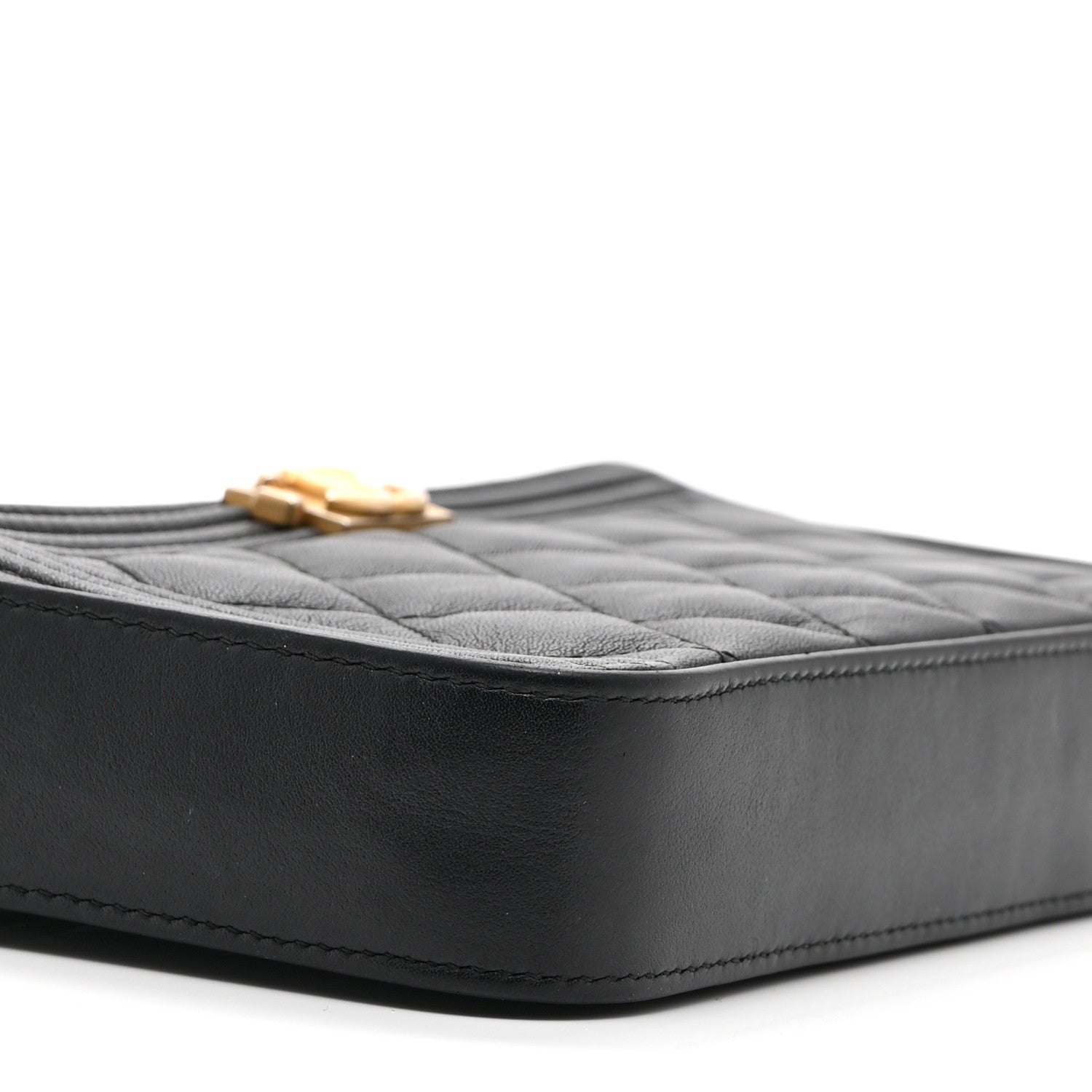 Calfskin Quilted Small Boy Clutch With Chain Black