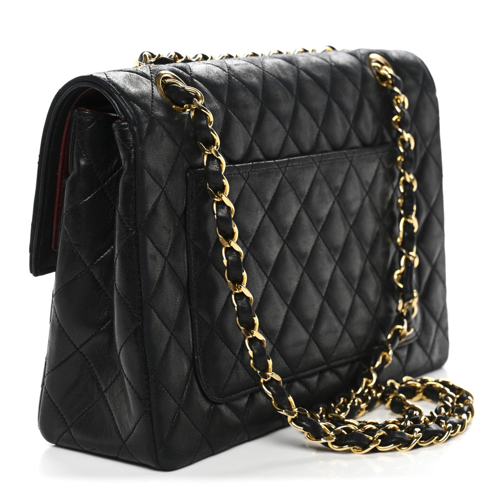 Lambskin Quilted Medium Single Flap Black