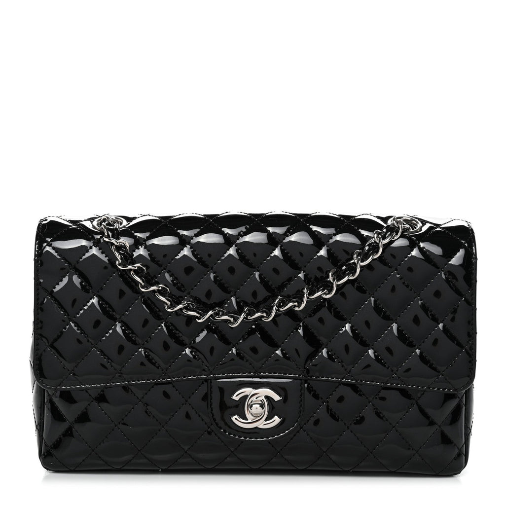Patent Quilted Secret Label Medium Flap Black