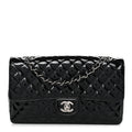 Patent Quilted Secret Label Medium Flap Black