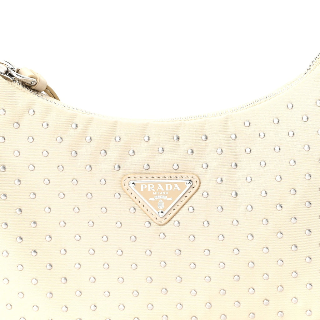 Tessuto Nylon Studded Mini Re-Edition Bag Deserto