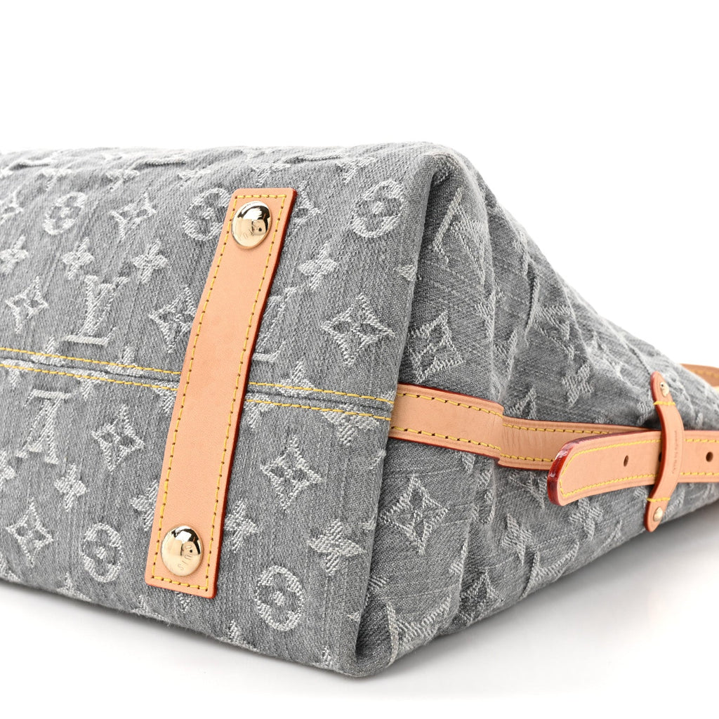 Monogram Denim CarryAll MM Washed Grey