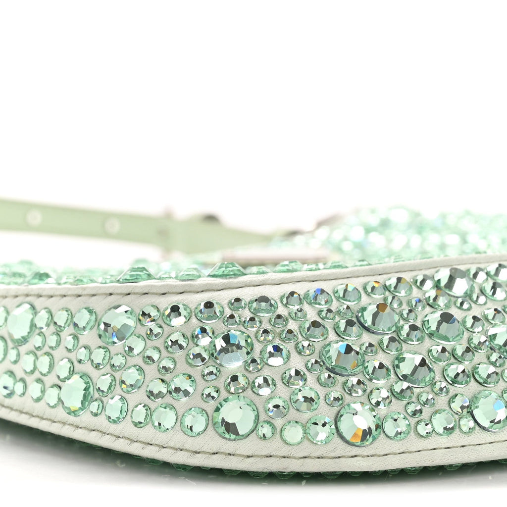 Satin Crystal Cleo Adjustable Strap Shoulder Bag Acqua