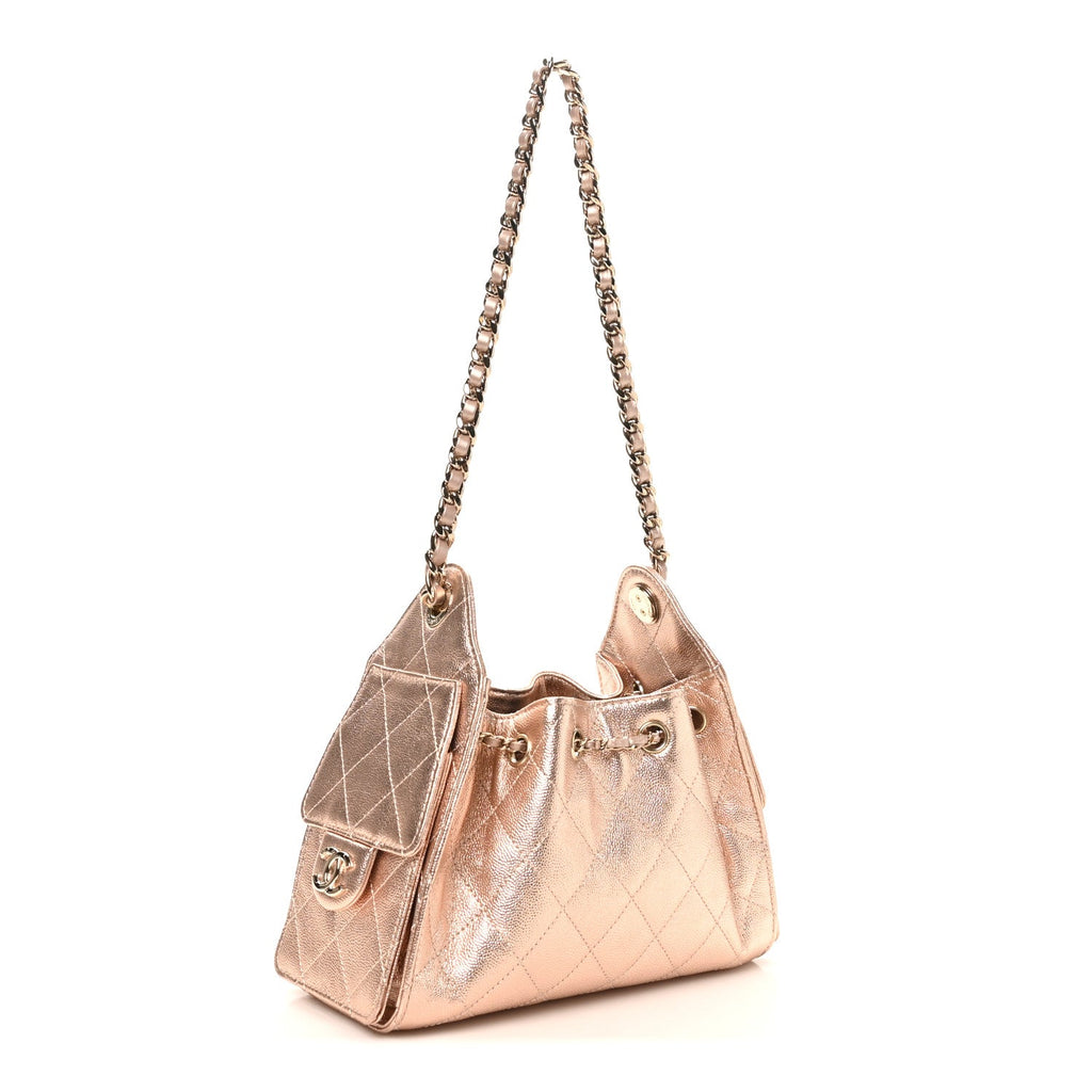 Metallic Caviar Quilted Mini Chanel 25 Handbag Copper