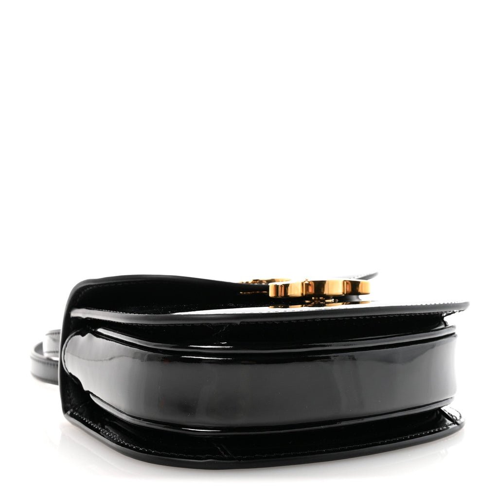 Patent Calfskin Triomphe Mini Besace Clea Black