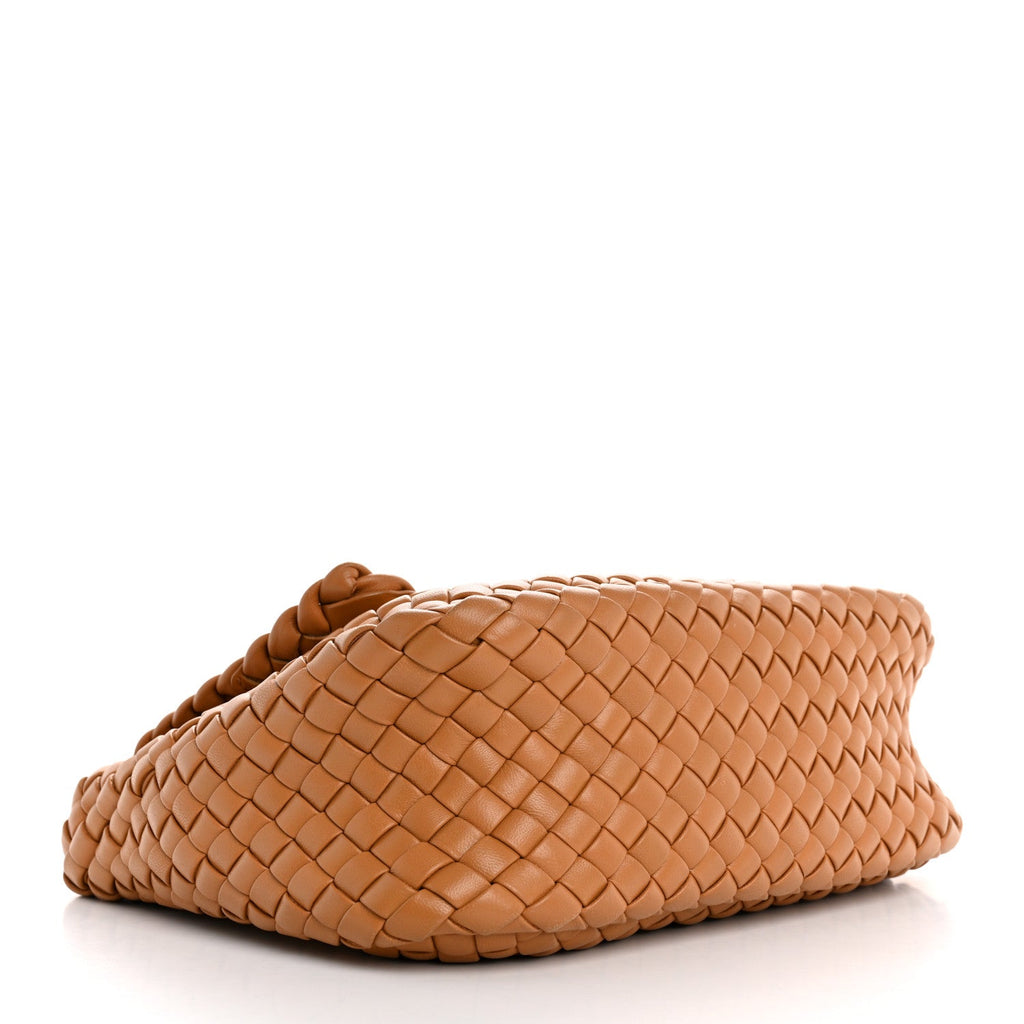 Nappa Intreccio Padded Small Cobble Shoulder Bag Caramel