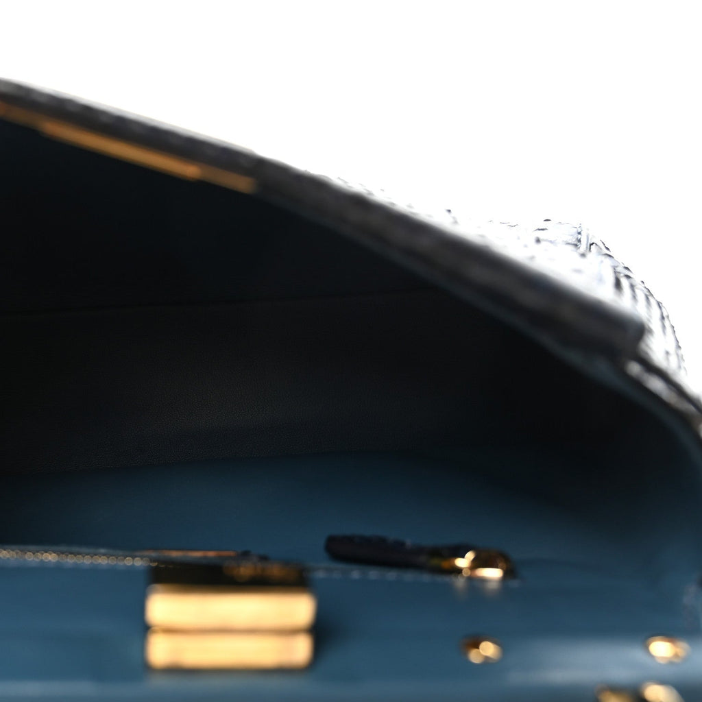 Python Shiny Nappa Mini Peekaboo Iconic Satchel Blue Jeans