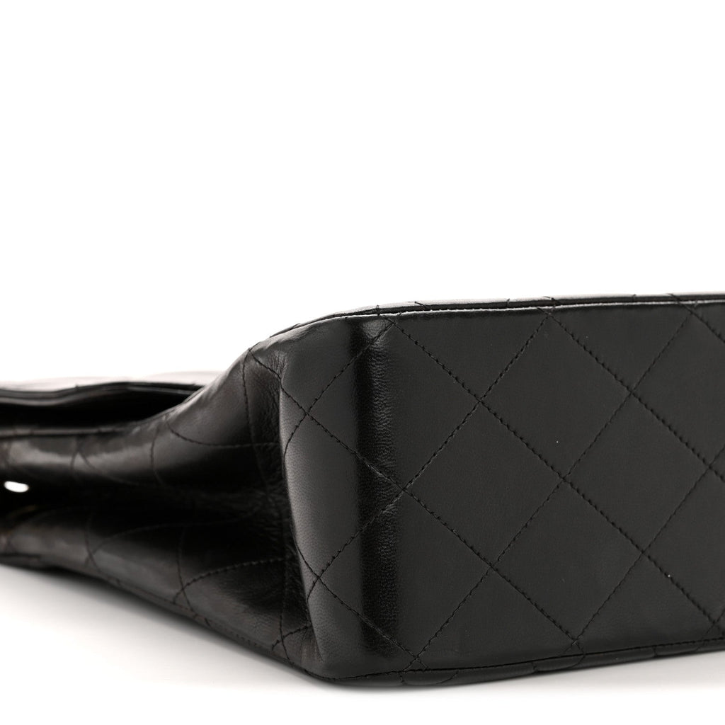 Lambskin Quilted XL Jumbo Single Flap Black