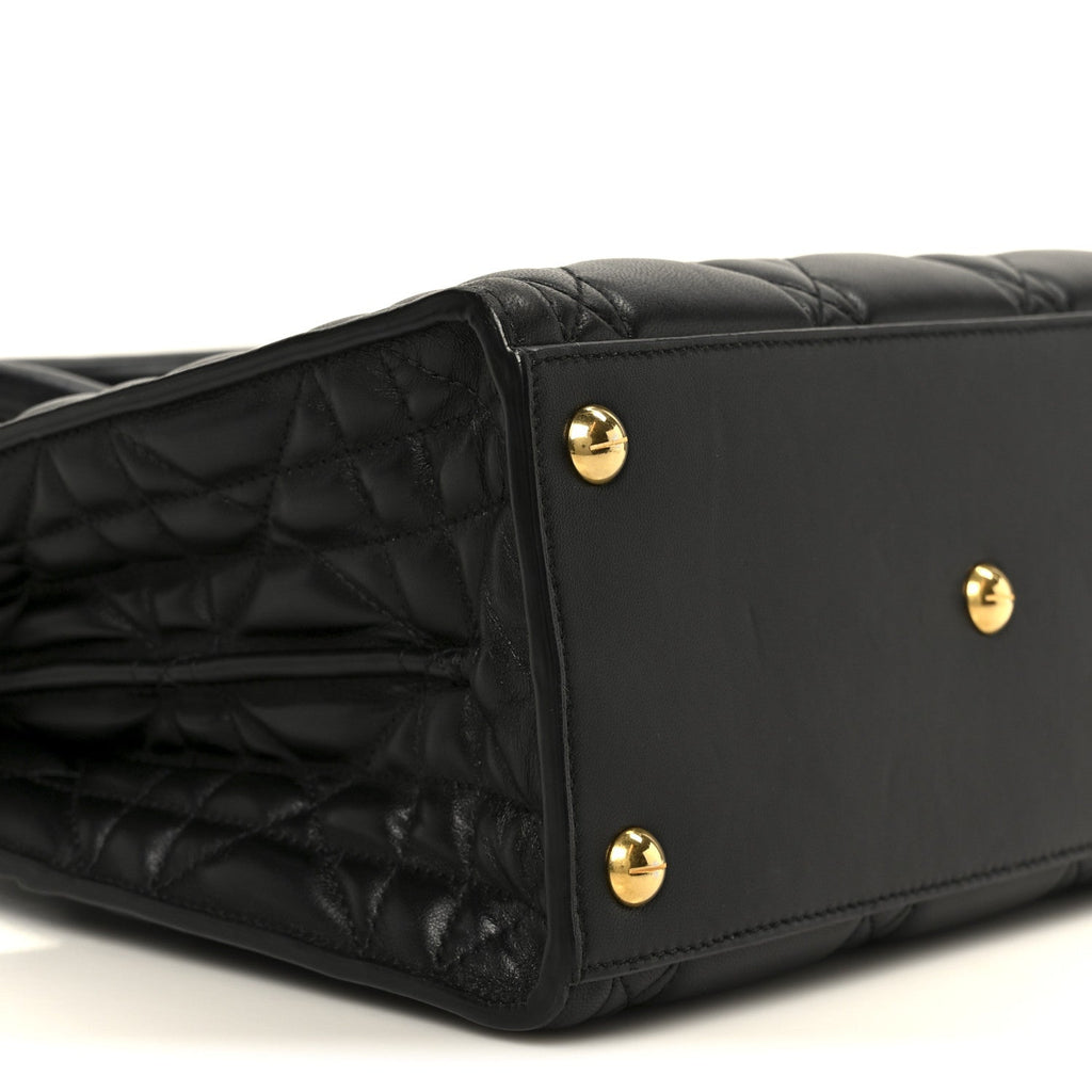 Calfskin Macrocannage Medium St. Honore Tote Black