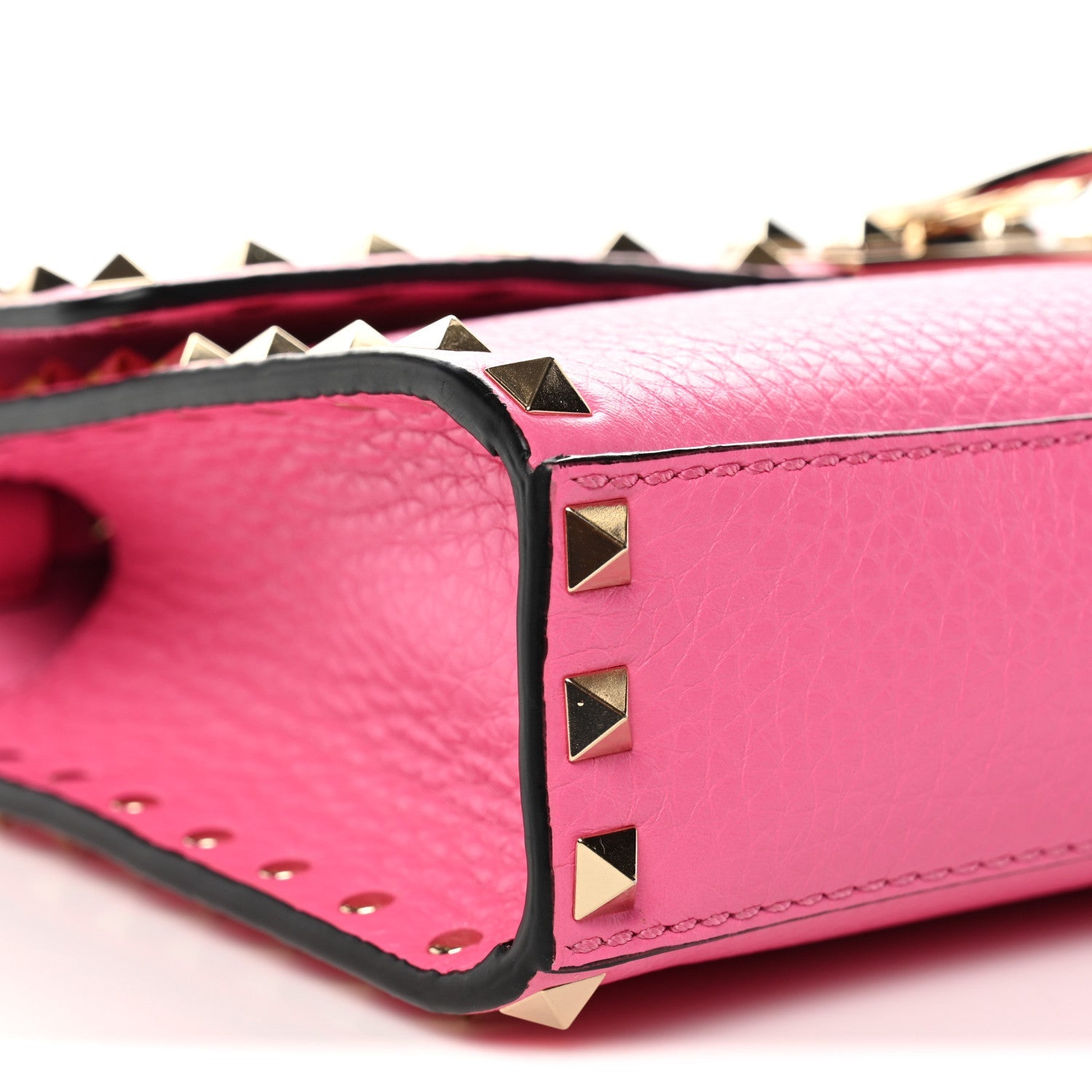 Pebbled Calfskin Medium Rockstud Flip Lock Crossbody Bag Feminine Pink
