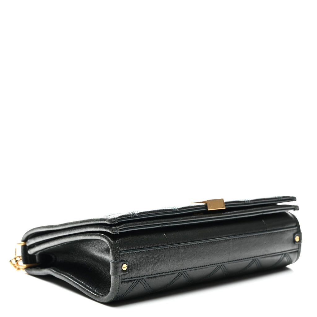 Lambskin Quilted Mini Becky Chain Bag Vert Fonce