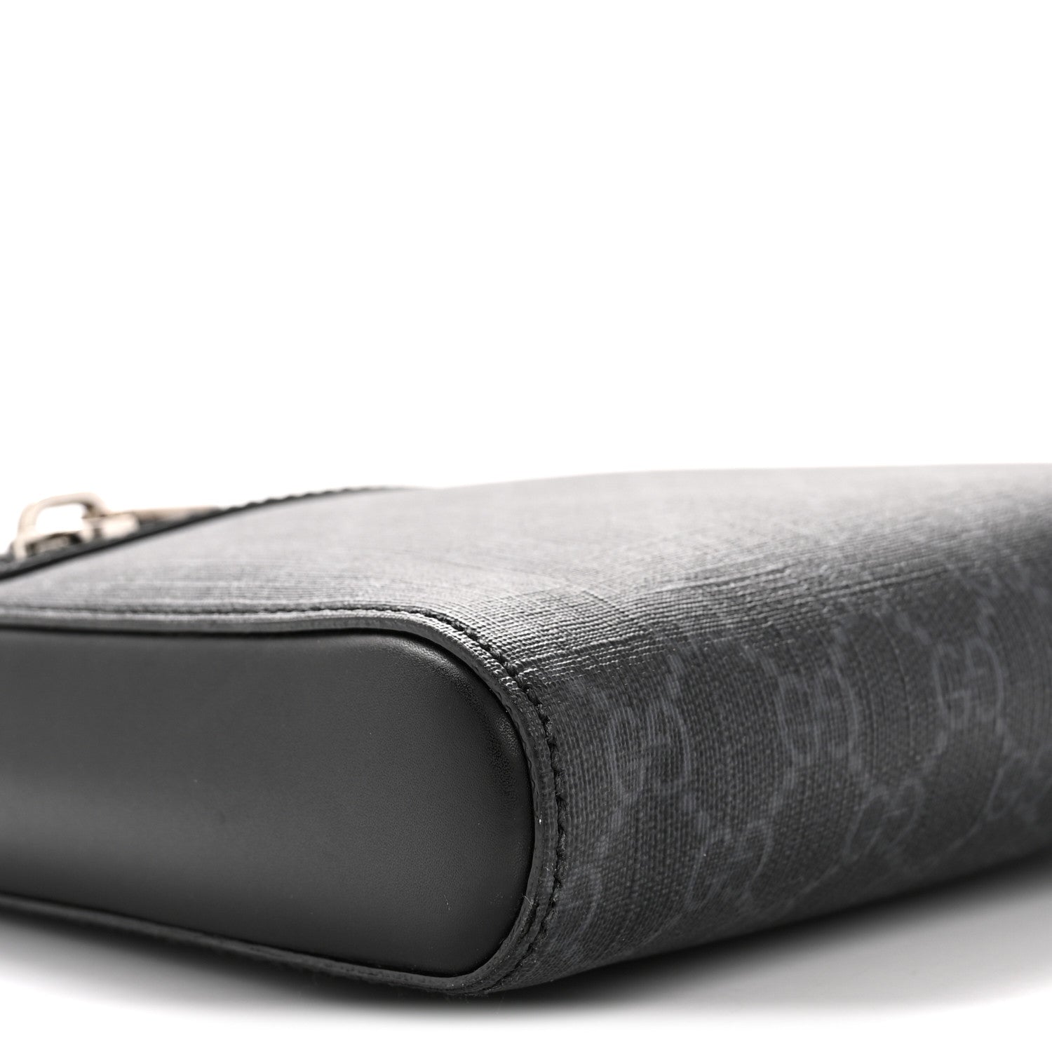 GG Supreme Monogram Web Small Flat Messenger Bag Black Grey