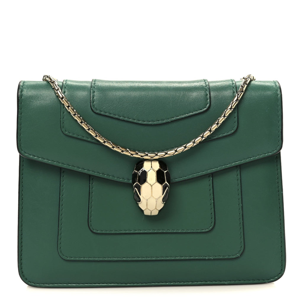 Calfskin Small Serpenti Forever Snake Strap Crossbody Bag Emerald Green