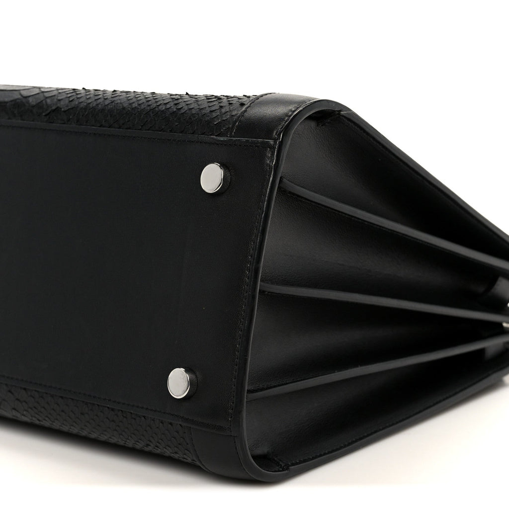 Python Calfskin Embossed Small Sac de Jour Black