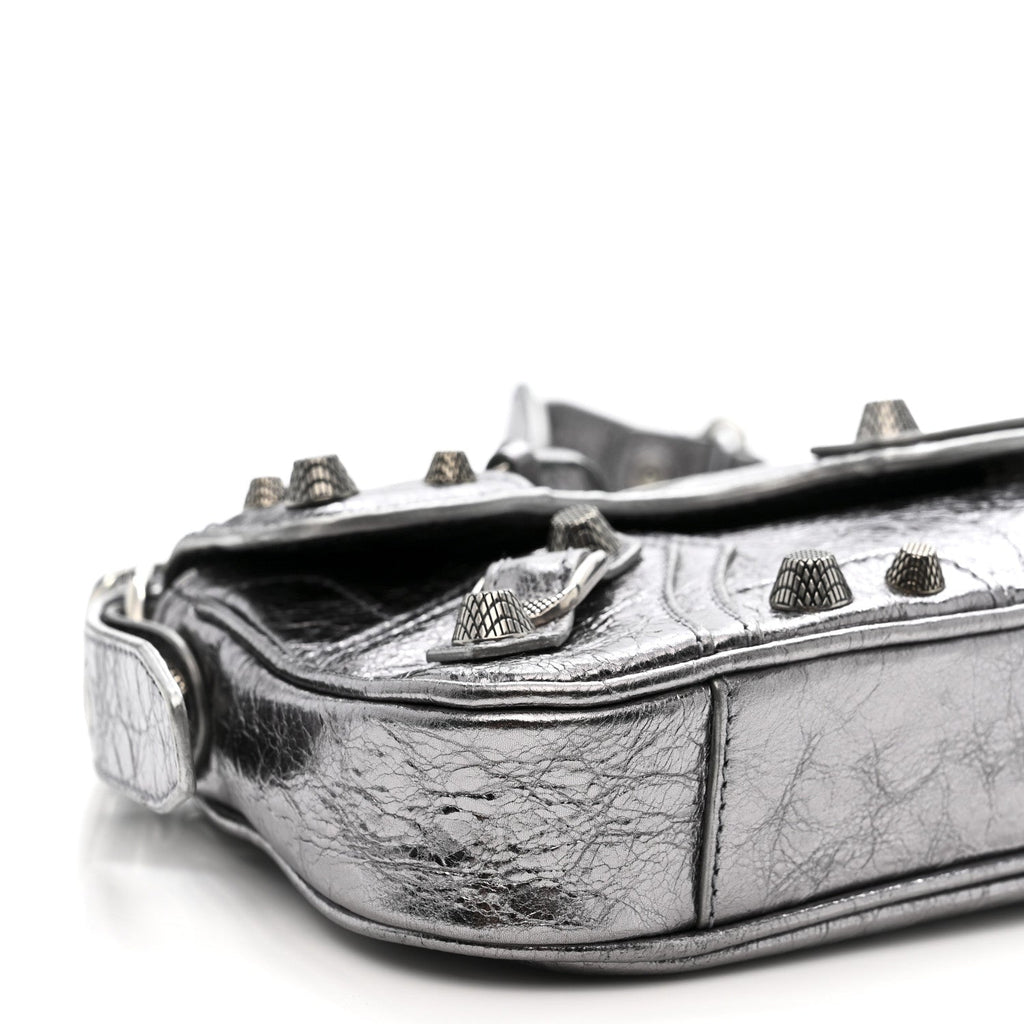 Metallic Agneau Arena Small Le Cagole Sling Bag Silver