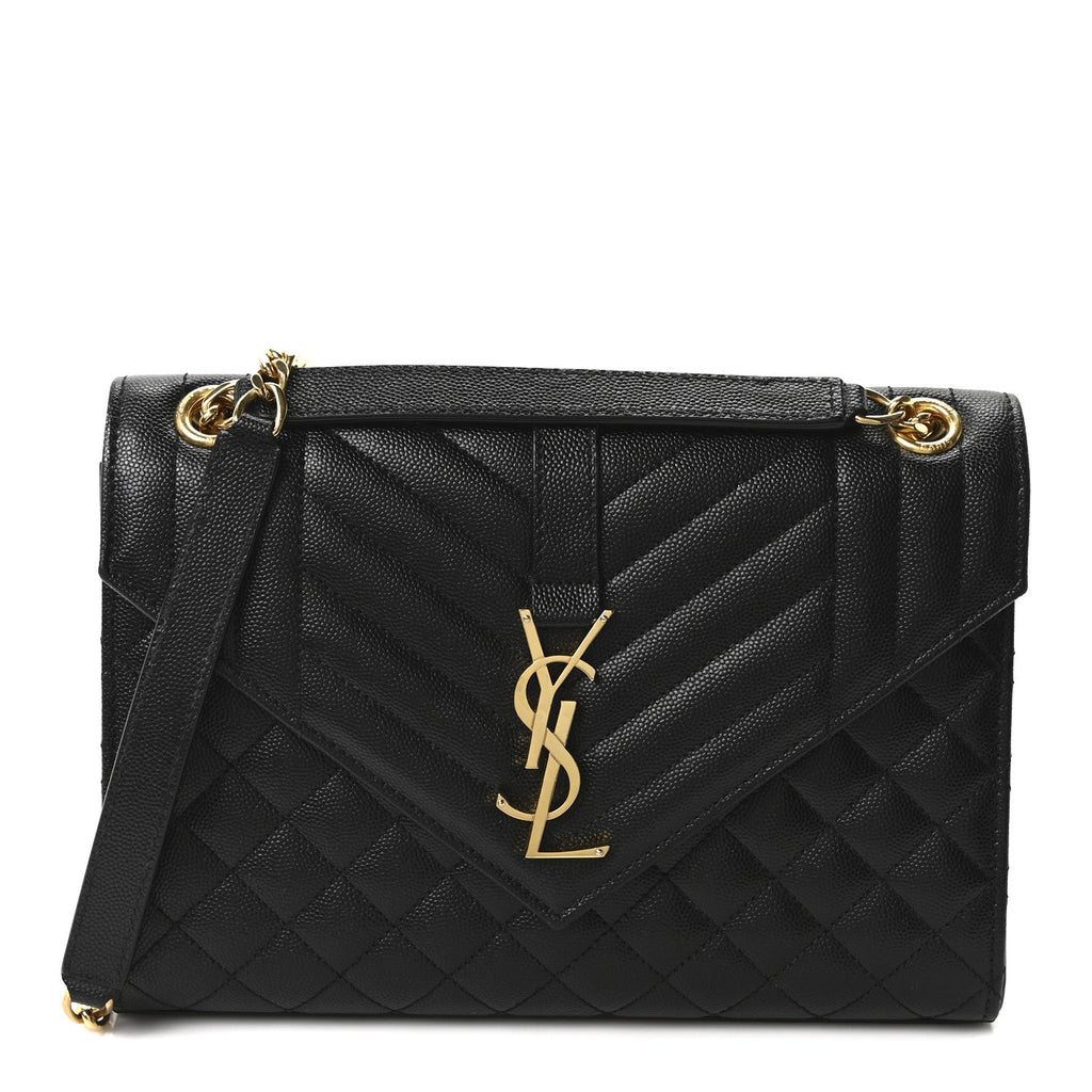Grain De Poudre Textured Mixed Matelasse Triquilt Medium Monogram Satchel Black