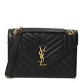 Grain De Poudre Textured Mixed Matelasse Triquilt Medium Monogram Satchel Black