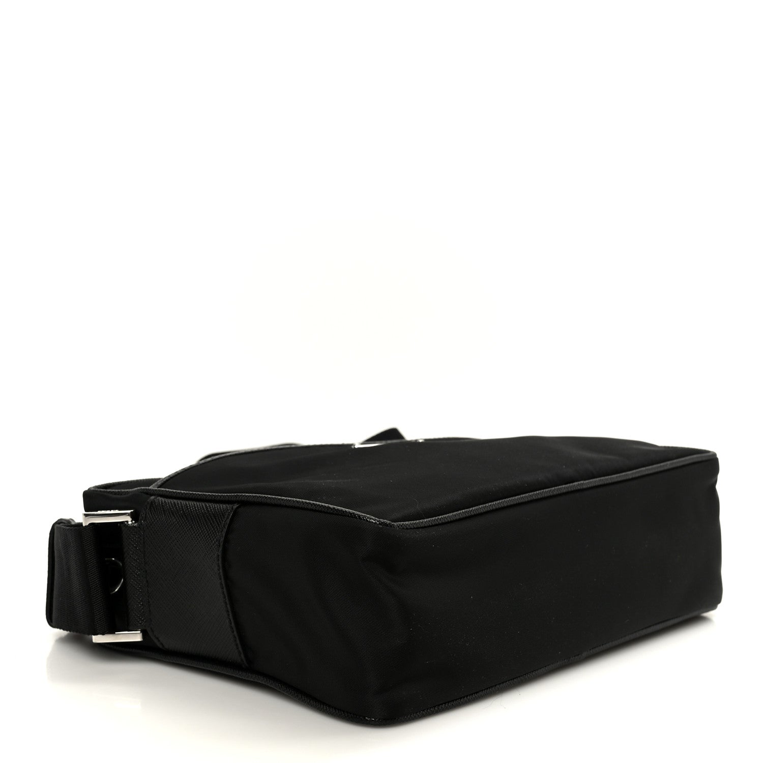 Tessuto Saffiano Pocket Double Zip Shoulder Bag Black