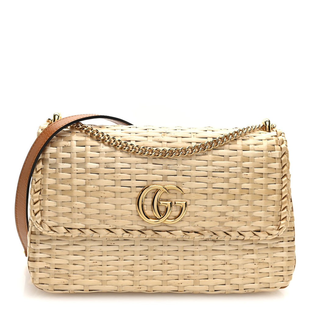 Glazed Wicker Small Cestino Shoulder Bag Natural