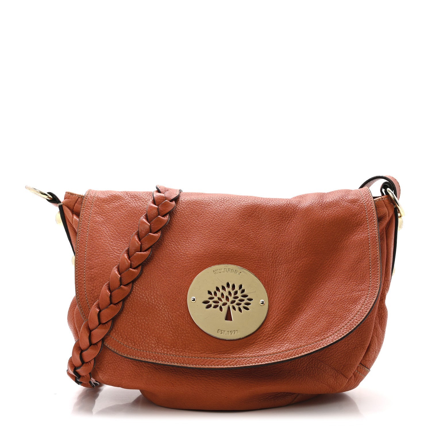 Soft Spongy Calfskin Daria Satchel Burnt Orange