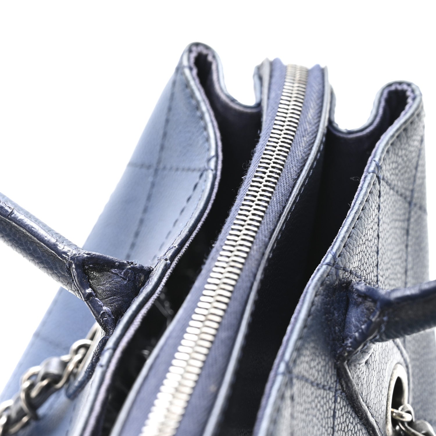 Grained Vegetal Calfskin Urban Shopping Tote Blue