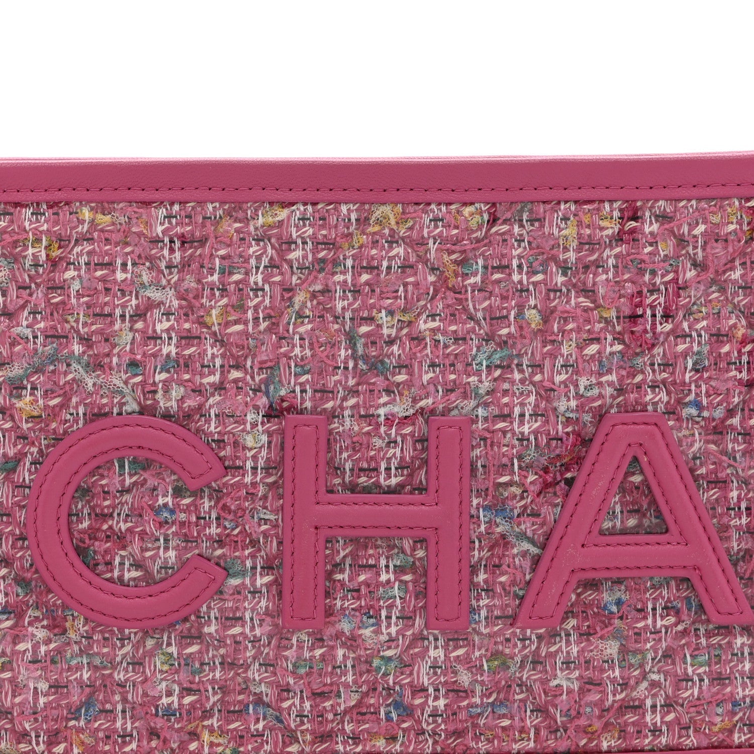 Tweed PVC Lambskin Wristlet Pouch Pink