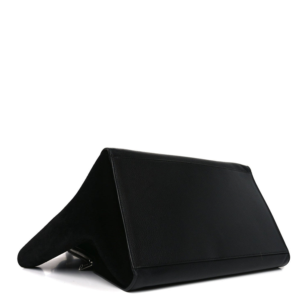 Drummed Calfskin Suede Double Zip Trapeze Black