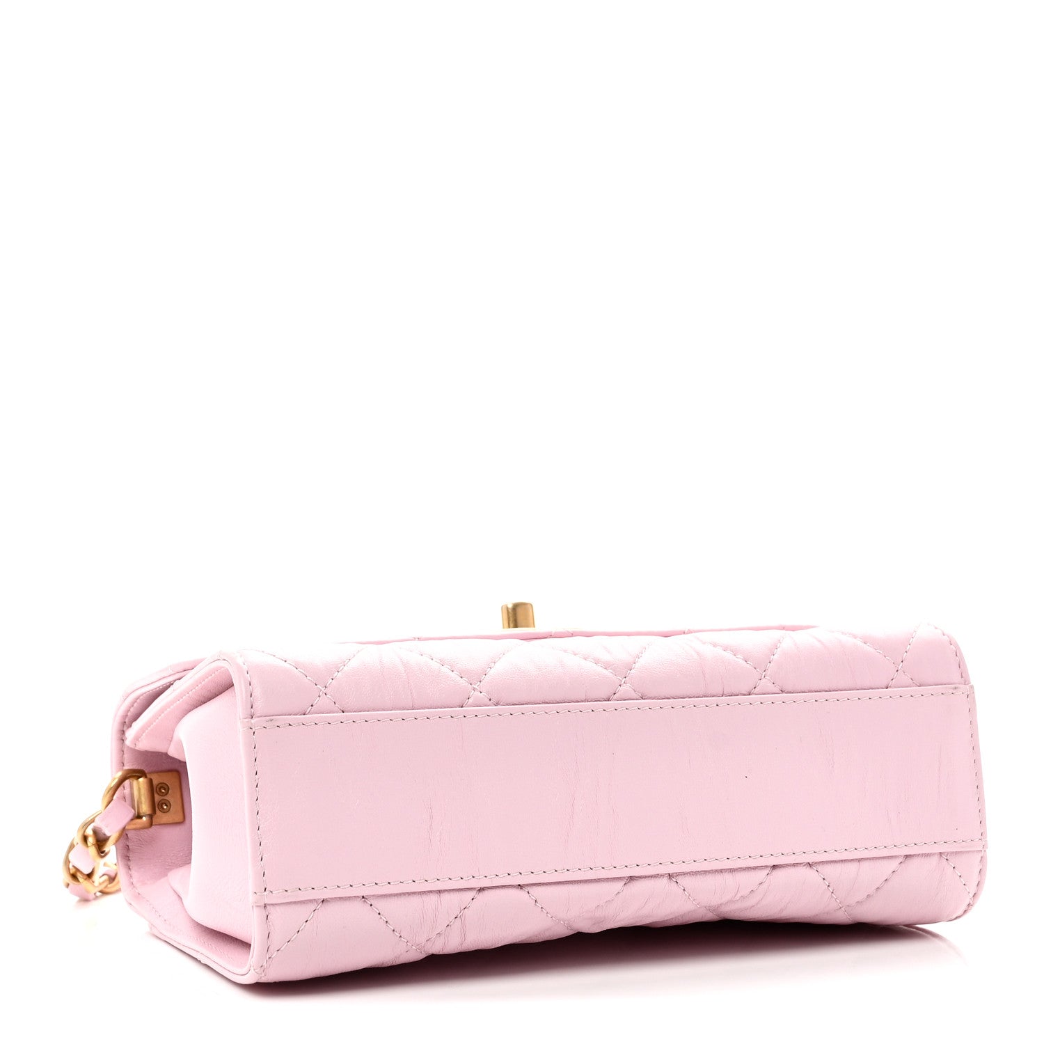 Crumpled Lambskin Quilted Mini CC Links Top Handle Flap Light Pink