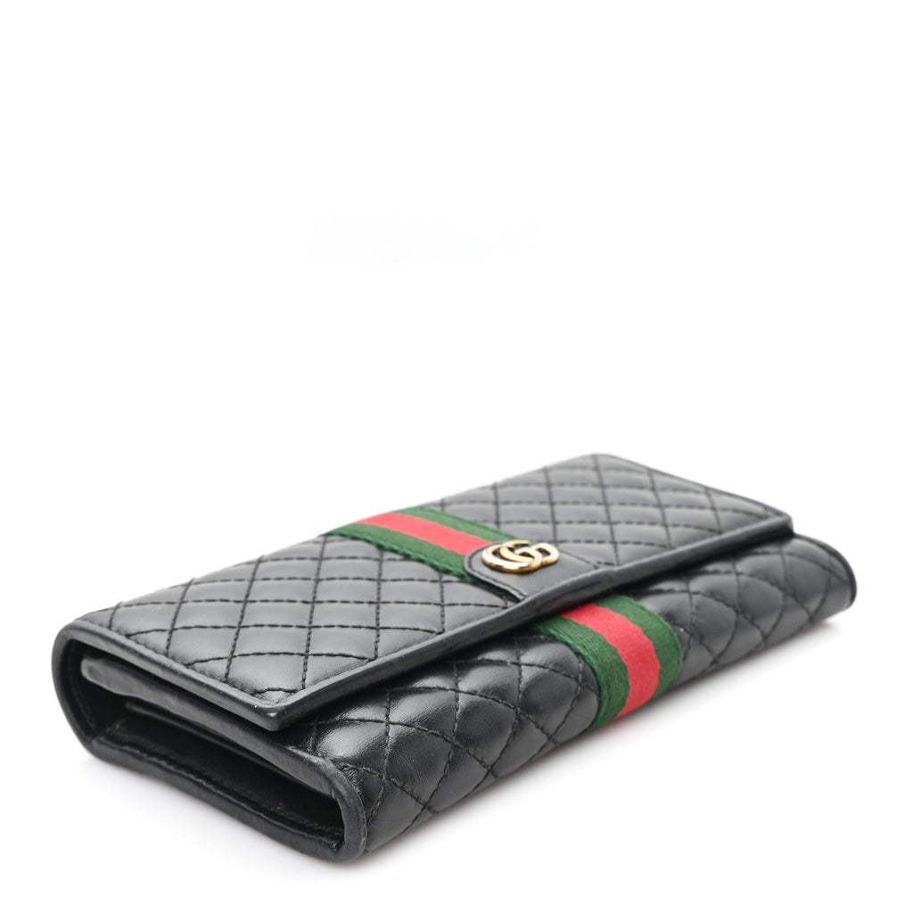 Calfskin Web Trapuntata GG Continental Wallet Black
