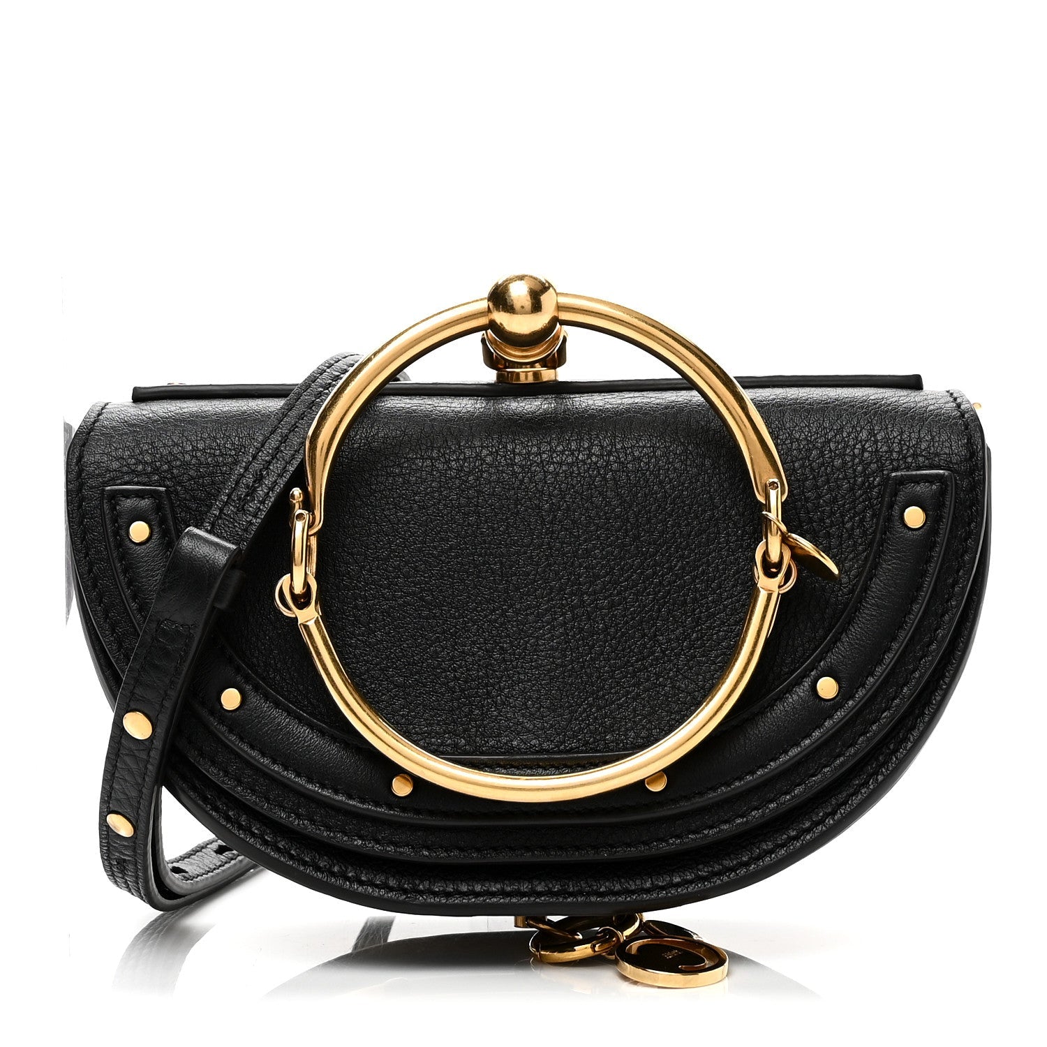 Calfskin Small Nile Bracelet Minaudiere Bag Black