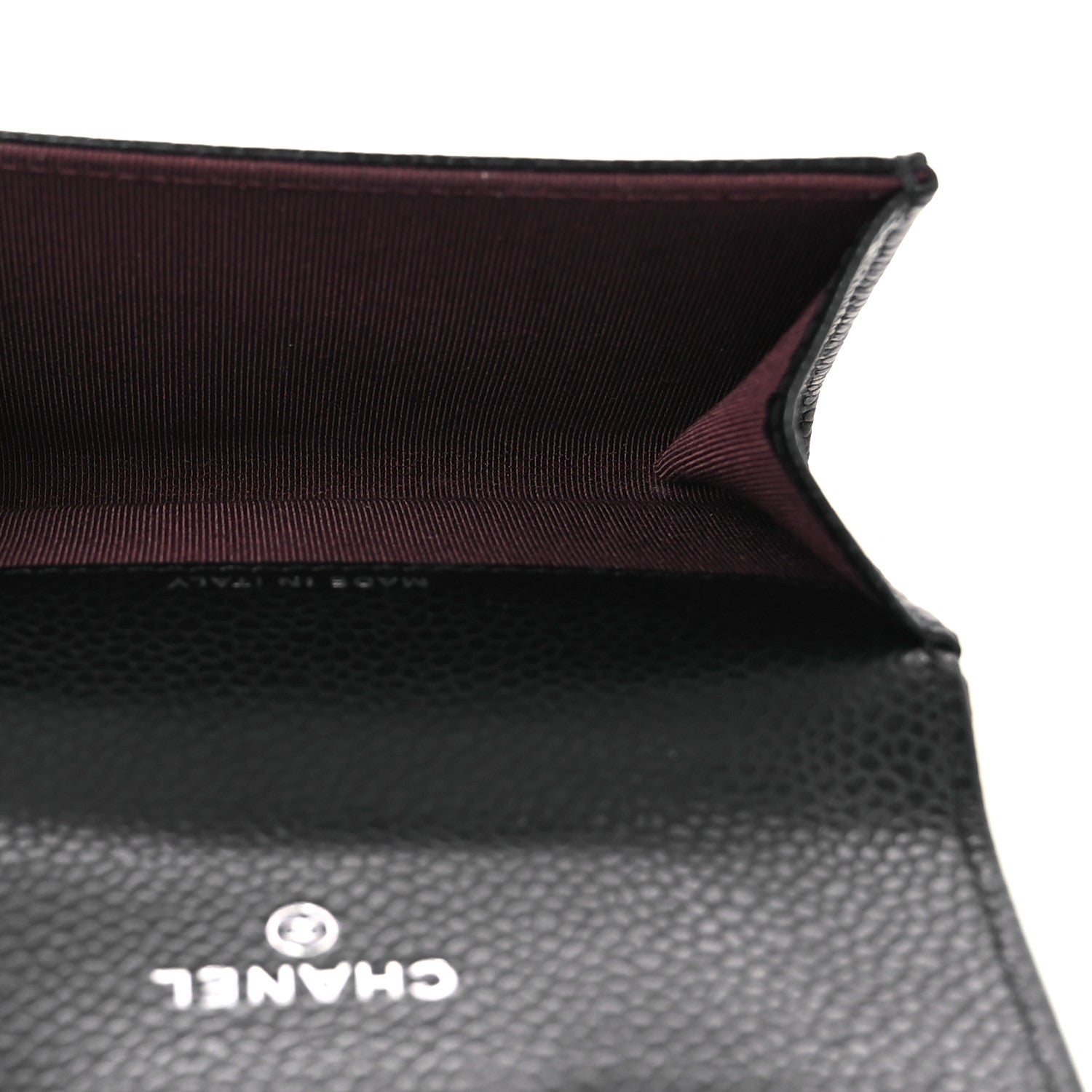 Caviar Quilted Flap  Holder Wallet Black
