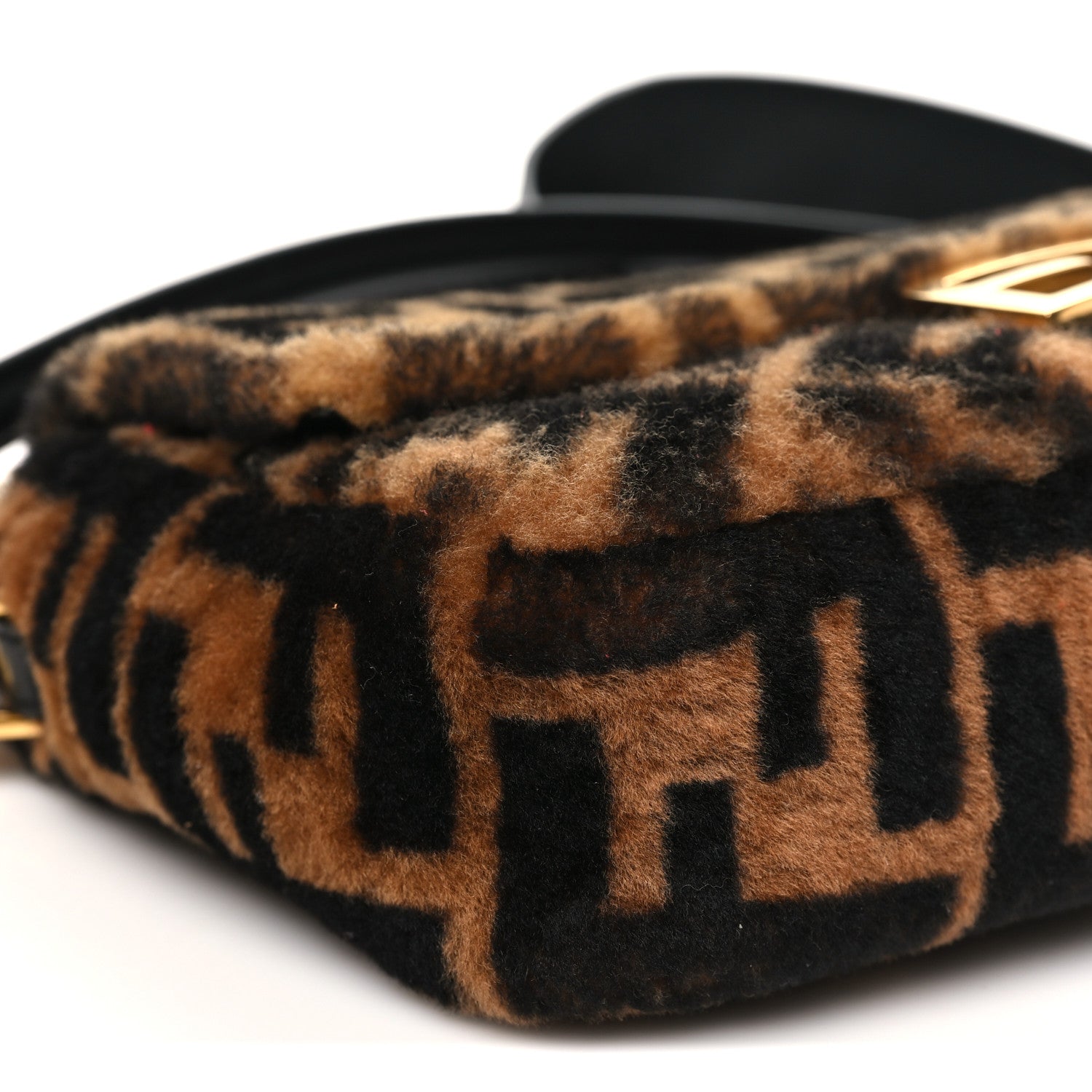 Shearling Vitello Dolce Macro FF 1974 Baguette Tobacco Black