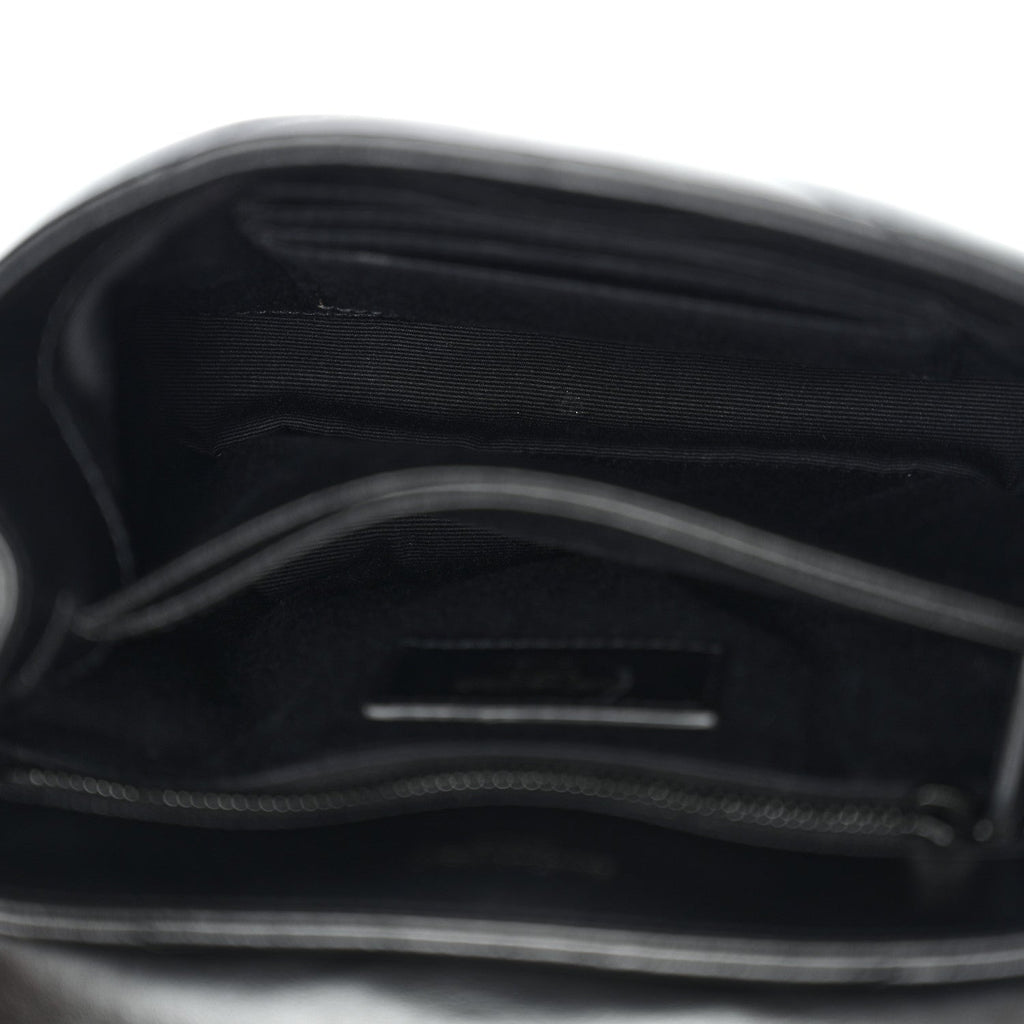 Calfskin Y Quilted Monogram Monochrome Toy Loulou Crossbody Bag Black