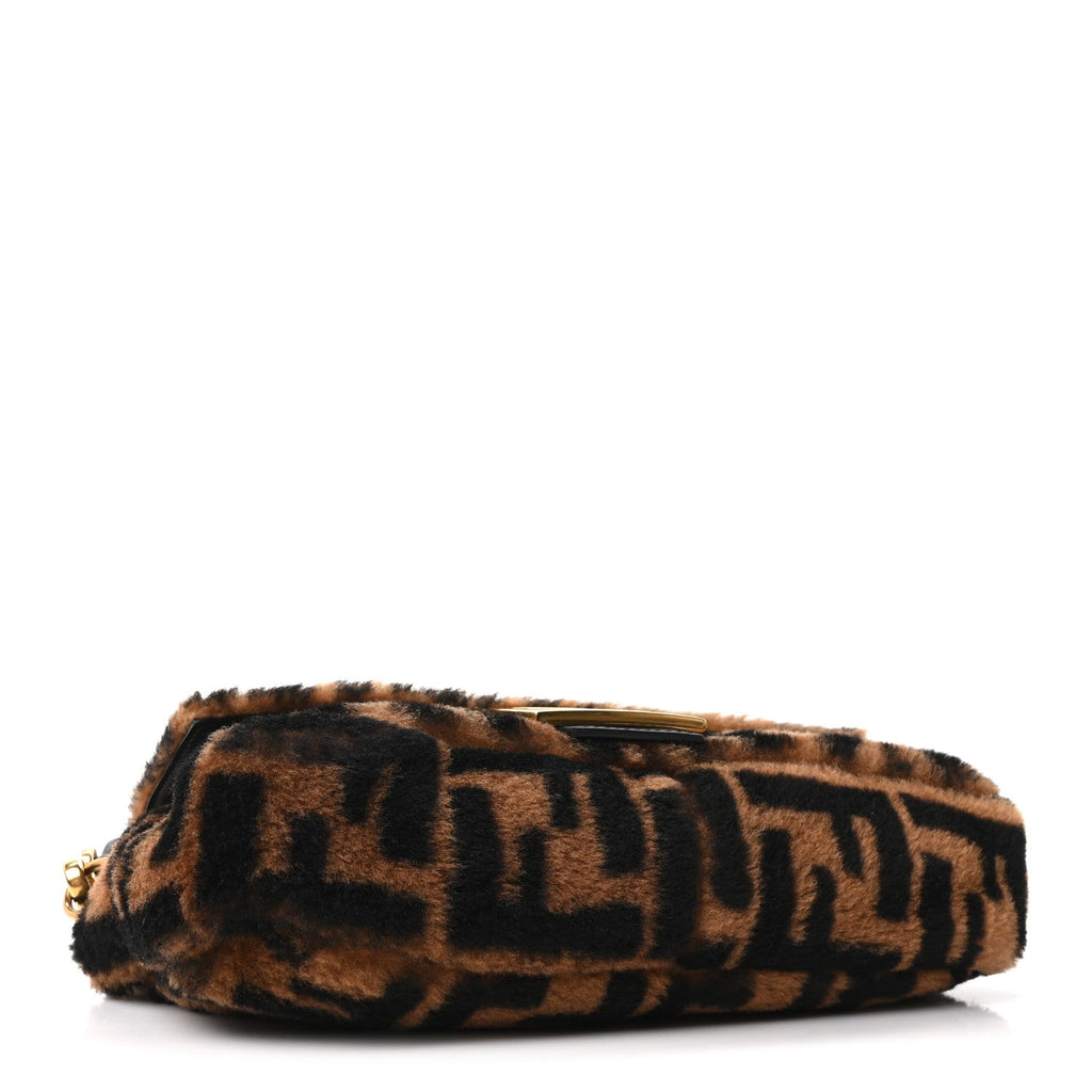 Shearling Vitello Dolce Macro FF 1974 Baguette Tobacco Black
