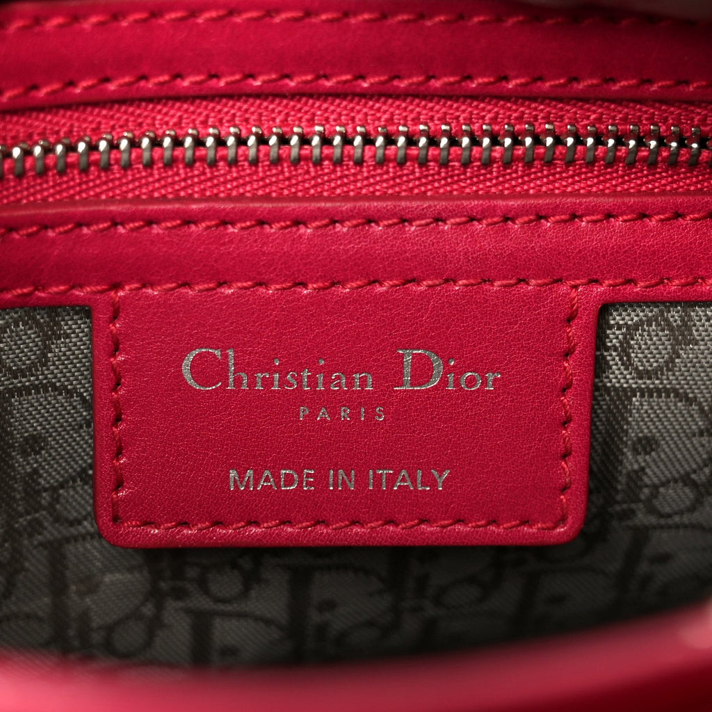 Lambskin Cannage Bow Medium Lady Dior Fuchsia