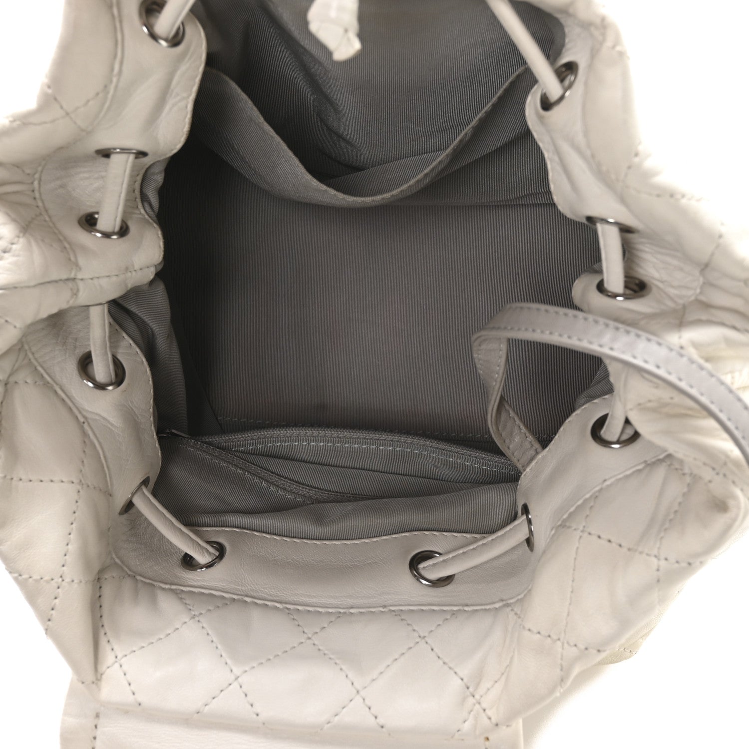 Lambskin Quilted Beijing Backpack Bag White