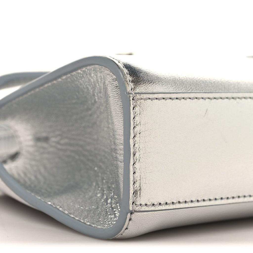 Metallic Lambskin Mini Hug Crossbody Bag Argento