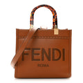 Vitello King Plexiglass Logo Embossed Small Fendi Sunshine Shopper Tote Cuoio