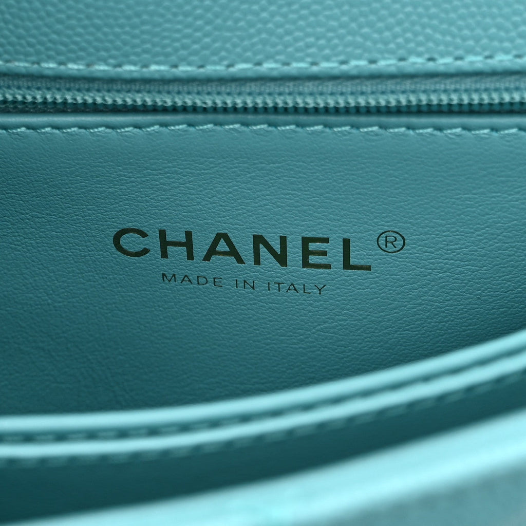 Caviar Quilted Mini Coco Handle Flap Turquoise