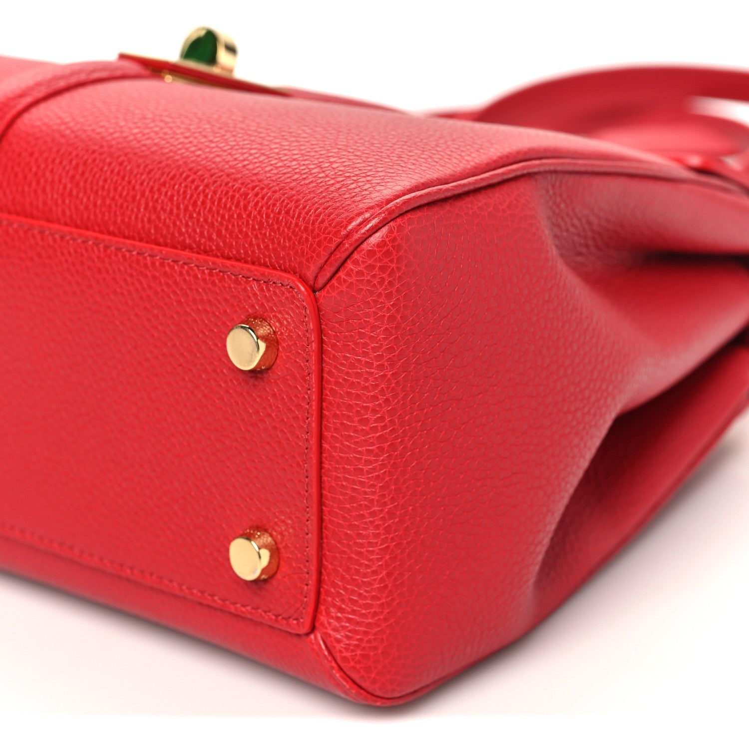 Grained Calfskin Small 16 Top Handle Bag Red