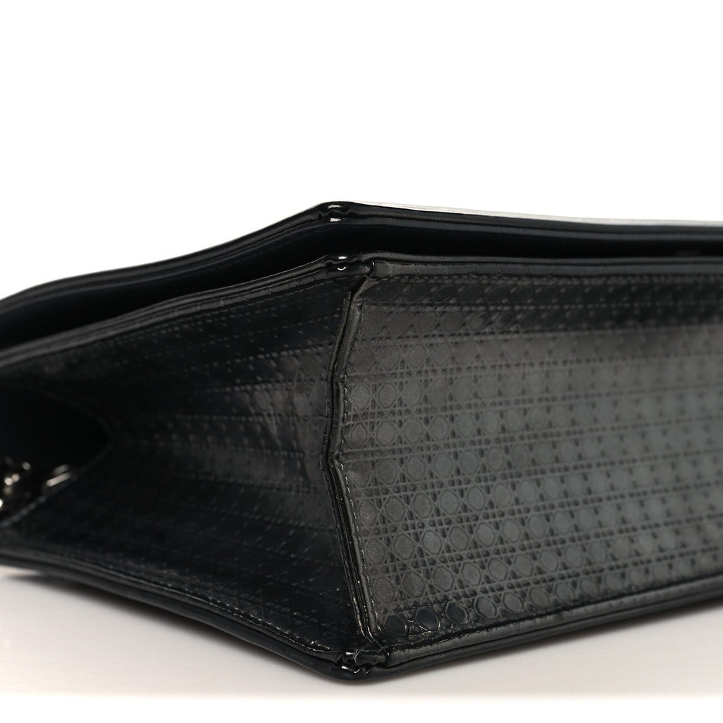 Metallic Patent Micro-Cannage Medium Diorama Flap Bag Onyx Black
