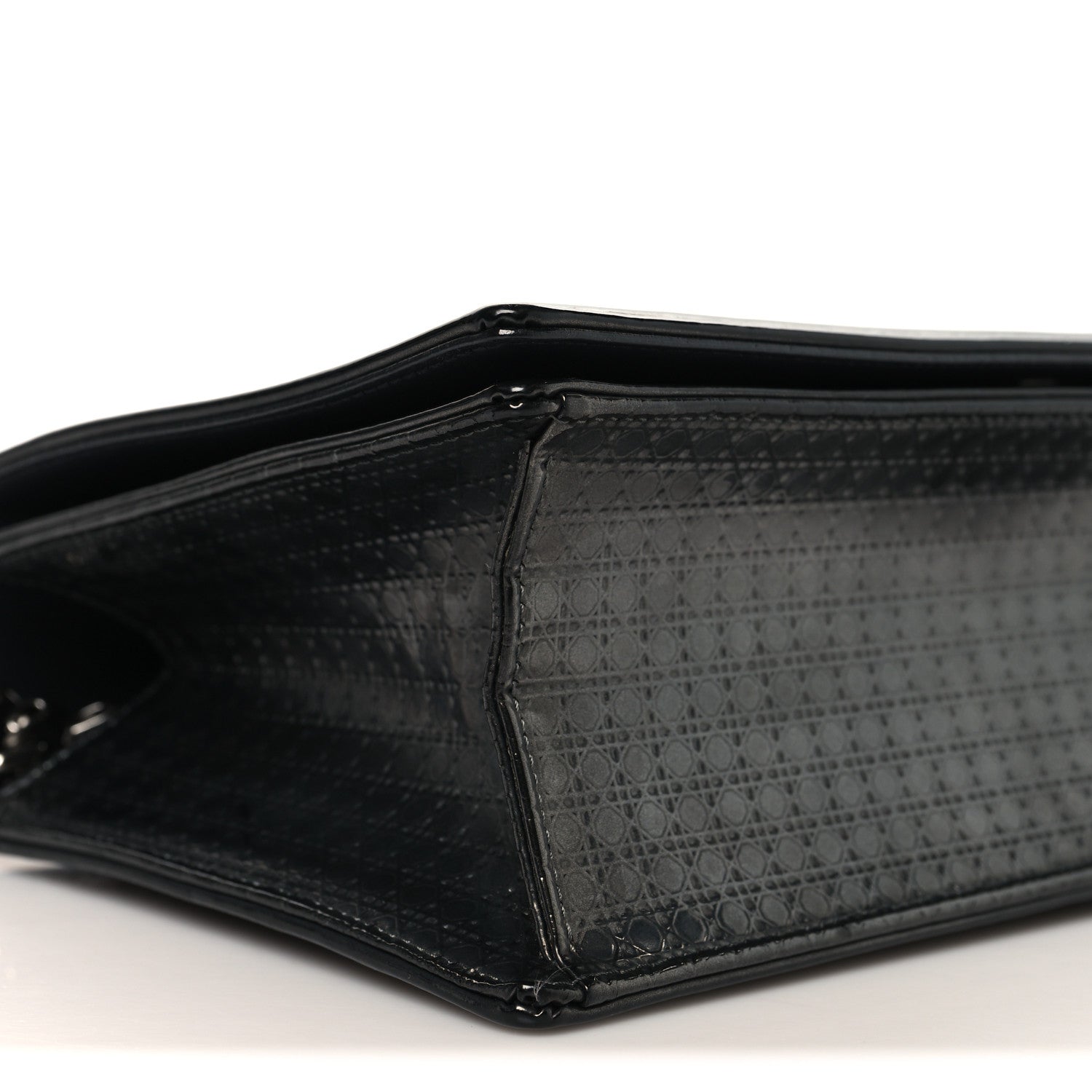Metallic Patent Micro-Cannage Medium Diorama Flap Bag Onyx Black
