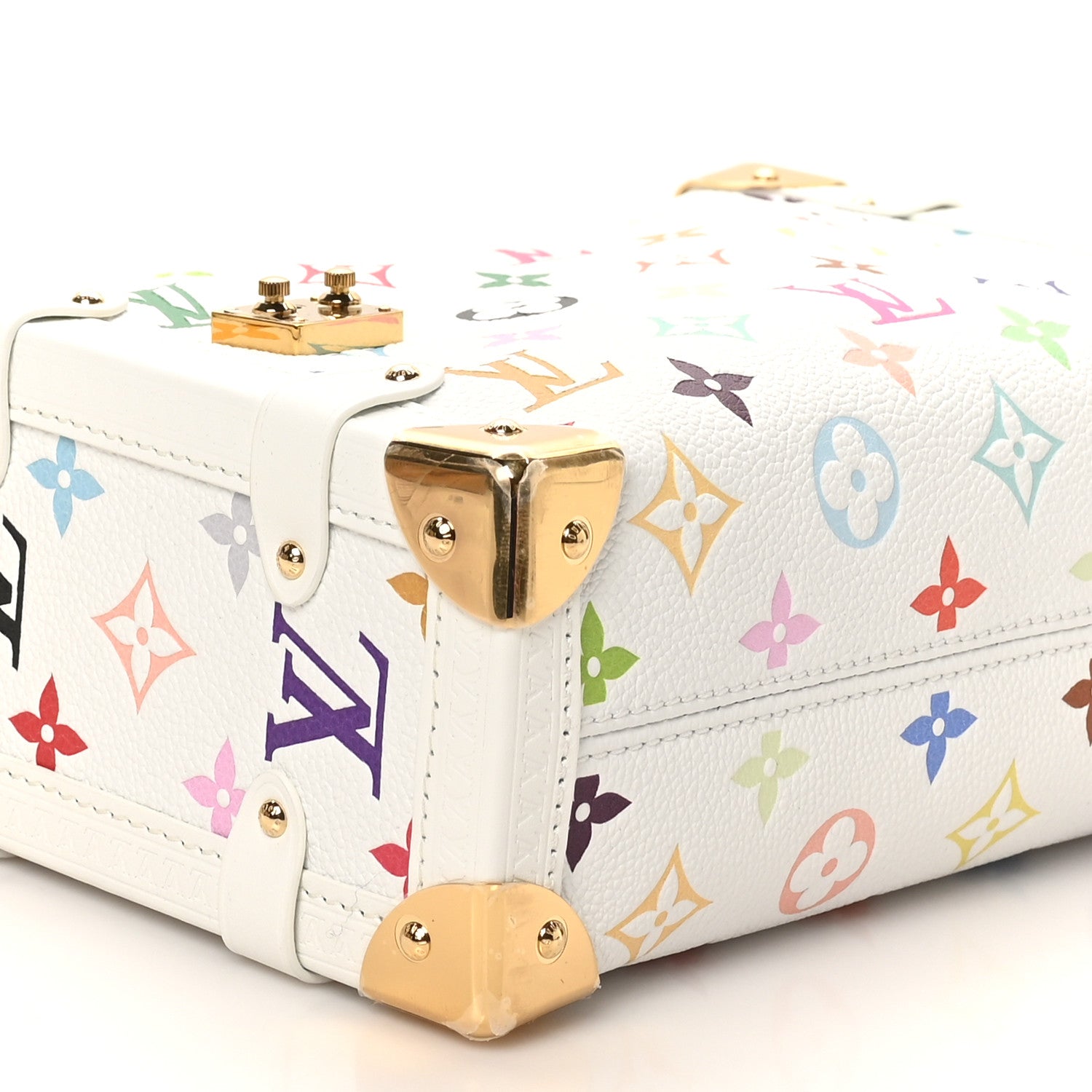 LV x TM Cowhide Monogram Multicolor Side Trunk MM White
