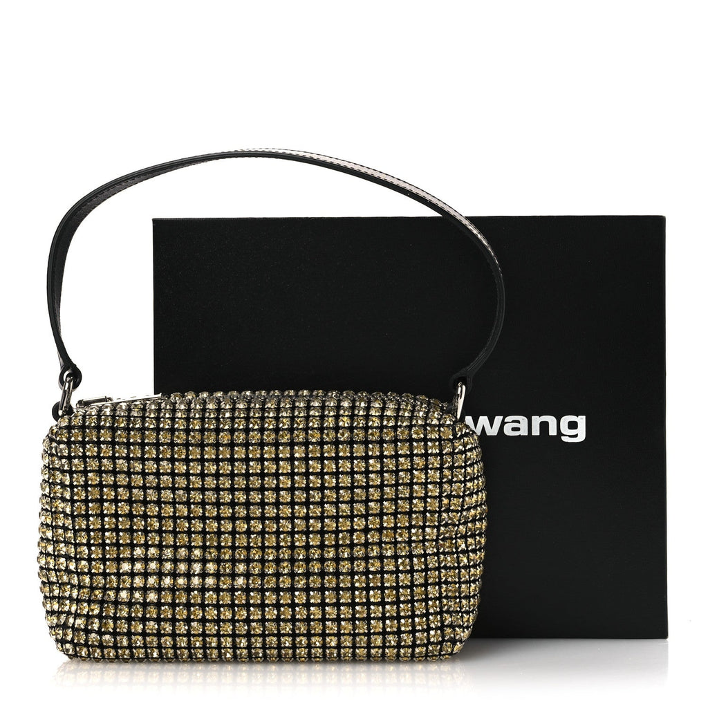 Mesh Crystal Rhinestone Medium Heiress Pouch Porcelain