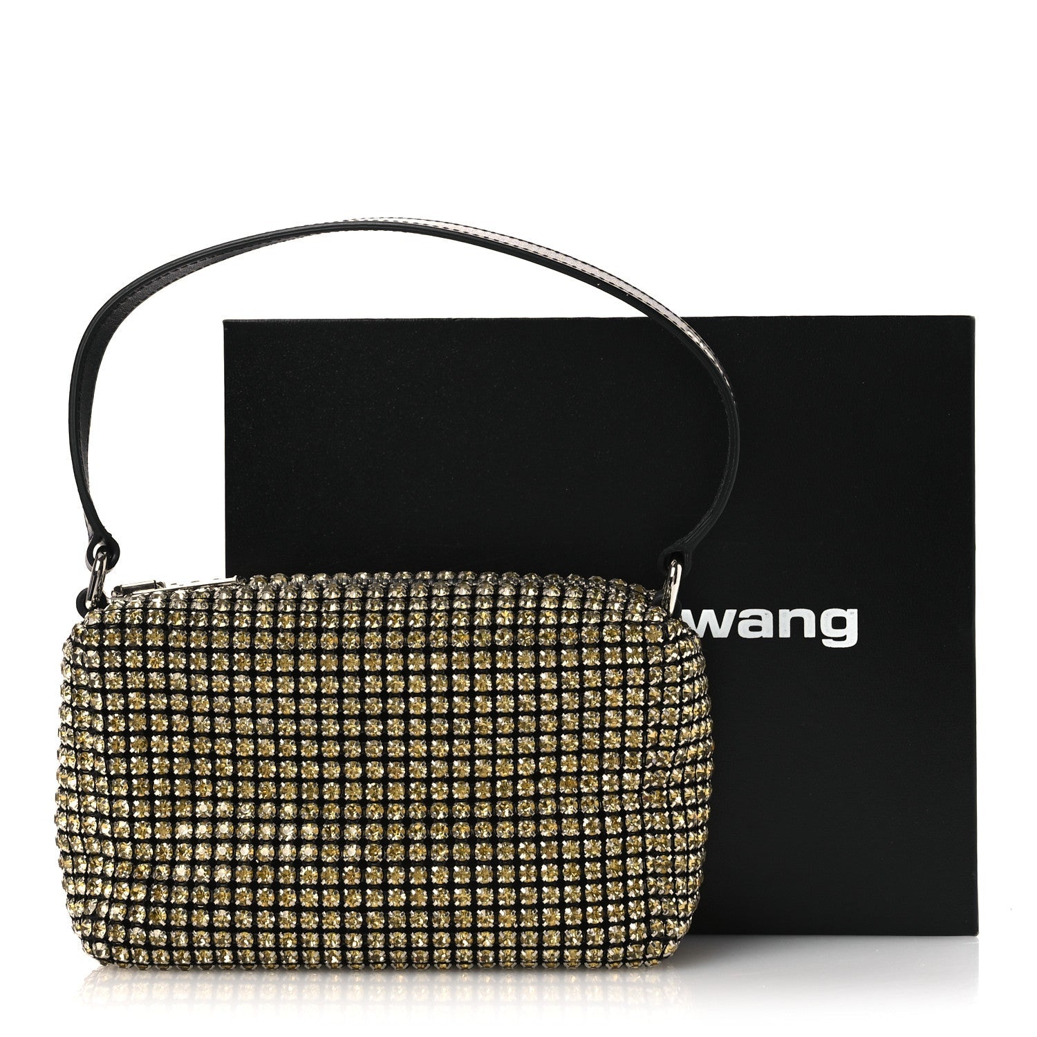 Mesh Crystal Rhinestone Medium Heiress Pouch Porcelain
