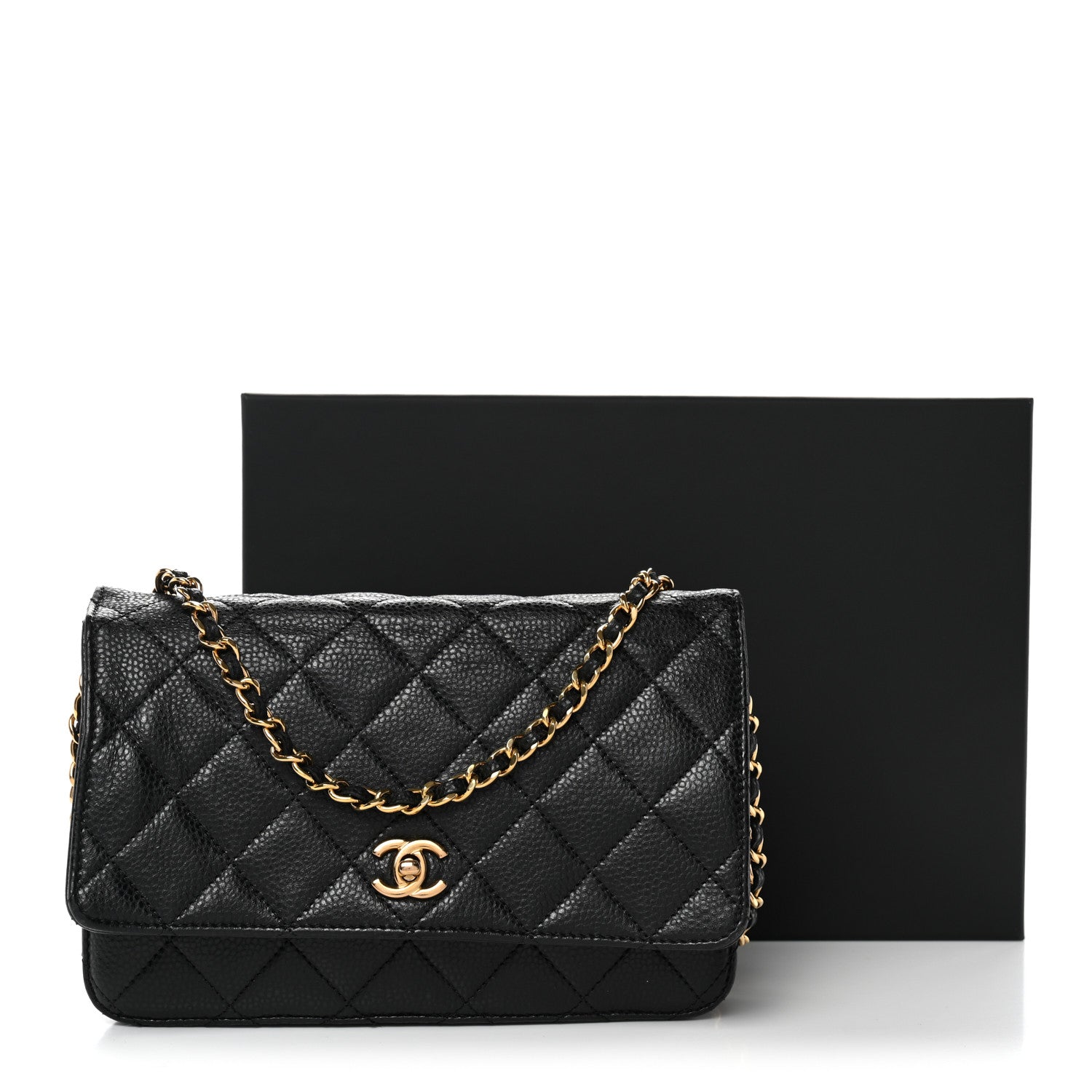 Caviar Quilted CC Turnlock Wallet On Chain WOC Black