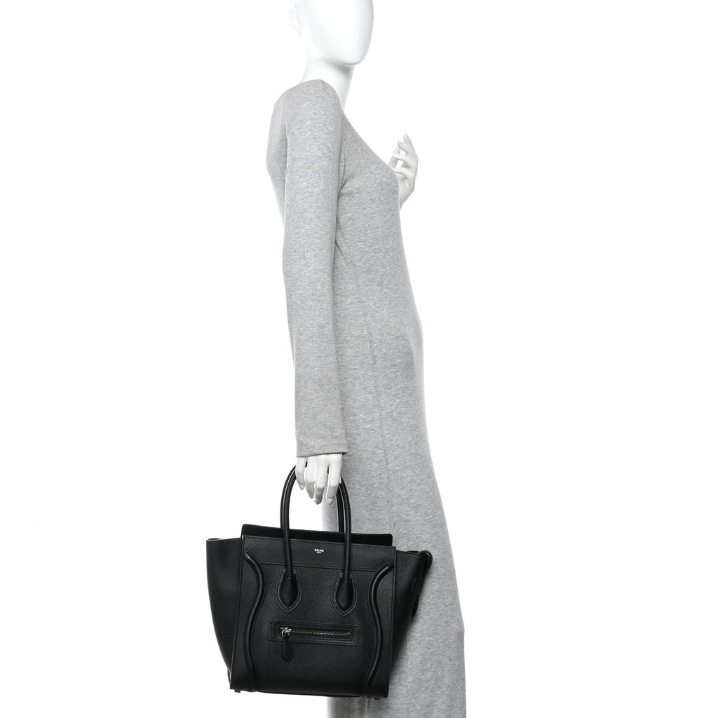 Drummed Calfskin Micro Luggage Black