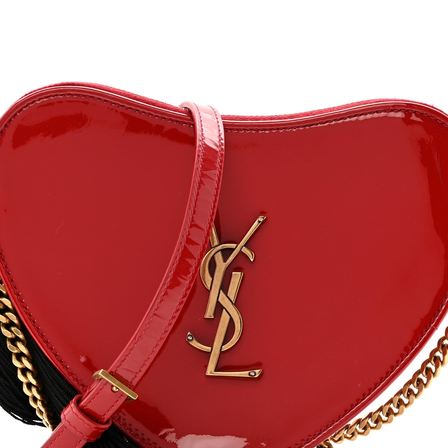 Patent Heart Monogram Crossbody Red